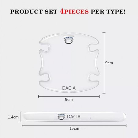 Set 8 Stikere - Autocolante Transparente pentru Protectie Zgarieturi Manere Usa - DACIA [2]