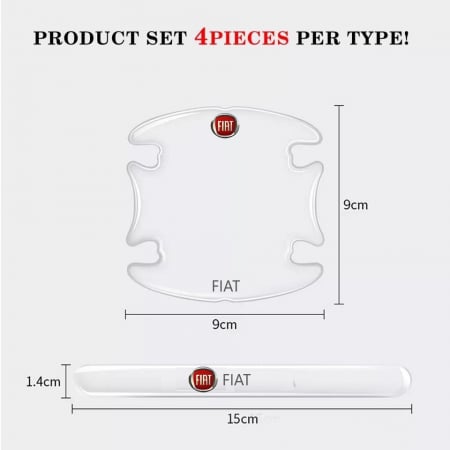 Set 8 Stikere - Autocolante Transparente pentru Protectie Zgarieturi Manere Usa - FIAT [2]
