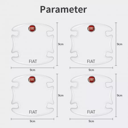 Set 8 Stikere - Autocolante Transparente pentru Protectie Zgarieturi Manere Usa - FIAT [3]