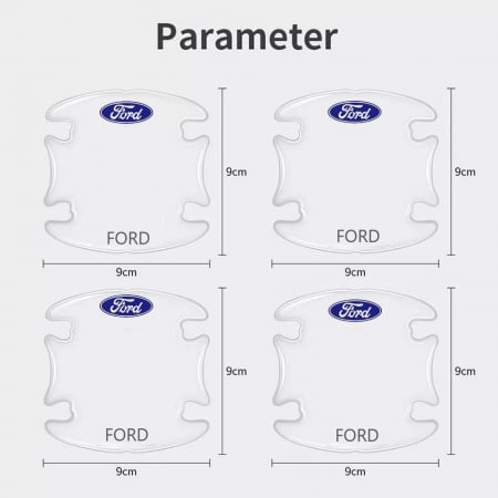 Set 8 Stikere - Autocolante Transparente pentru Protectie Zgarieturi Manere Usa - FORD [3]
