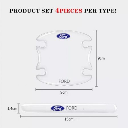 Set 8 Stikere - Autocolante Transparente pentru Protectie Zgarieturi Manere Usa - FORD [2]