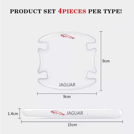 Set 8 Stikere - Autocolante Transparente pentru Protectie Zgarieturi Manere Usa - JAGUAR [2]