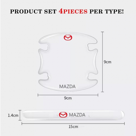 Set 8 Stikere - Autocolante Transparente pentru Protectie Zgarieturi Manere Usa - MAZDA [2]