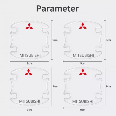 Set 8 Stikere - Autocolante Transparente pentru Protectie Zgarieturi Manere Usa - MITSUBISHI [3]