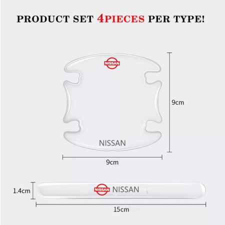 Set 8 Stikere - Autocolante Transparente pentru Protectie Zgarieturi Manere Usa - NISSAN [2]