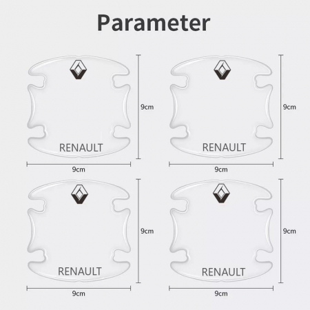 Set 8 Stikere - Autocolante Transparente pentru Protectie Zgarieturi Manere Usa - RENAULT [3]