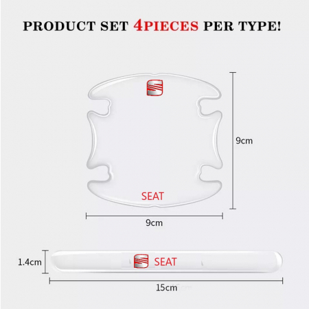 Set 8 Stikere - Autocolante Transparente pentru Protectie Zgarieturi Manere Usa - SEAT [2]
