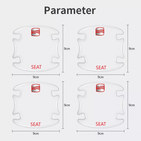 Set 8 Stikere - Autocolante Transparente pentru Protectie Zgarieturi Manere Usa - SEAT [3]