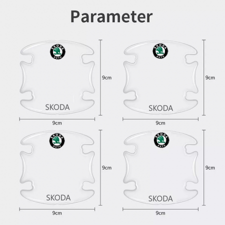 Set 8 Stikere - Autocolante Transparente pentru Protectie Zgarieturi Manere Usa - SKODA [3]