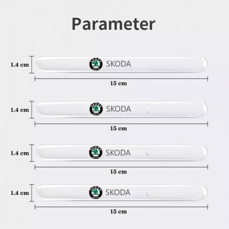 Set 8 Stikere - Autocolante Transparente pentru Protectie Zgarieturi Manere Usa - SKODA [4]
