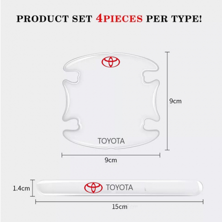 Set 8 Stikere - Autocolante Transparente pentru Protectie Zgarieturi Manere Usa - TOYOTA [2]
