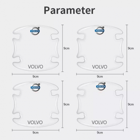 Set 8 Stikere - Autocolante Transparente pentru Protectie Zgarieturi Manere Usa - VOLVO [3]