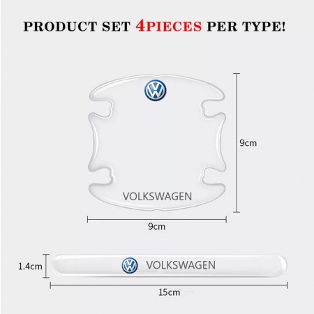 Set 8 Stikere - Autocolante Transparente pentru Protectie Zgarieturi Manere Usa - VW [2]