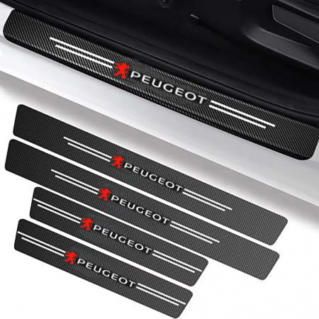 Protectii praguri auto - Set protectii prag autocolante Carbon - PEUGEOT