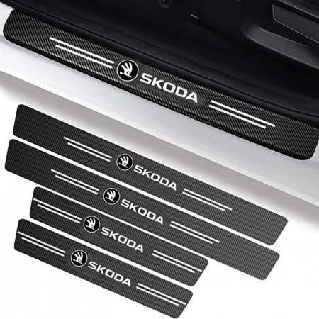 Protectii praguri auto - Set protectii prag autocolante Carbon - SKODA
