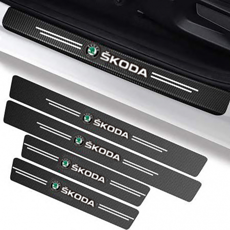 Protectii praguri auto - Set protectii prag autocolante Carbon - SKODA