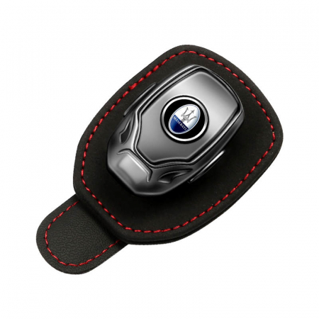 Suport ochelari parasolar - Suport auto ochelari MASERATI - piele neagra ALCANTARA