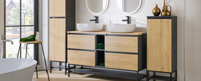 Cadru metalic 60 cm pentru mastile de baie din gama Monako- negru [2]