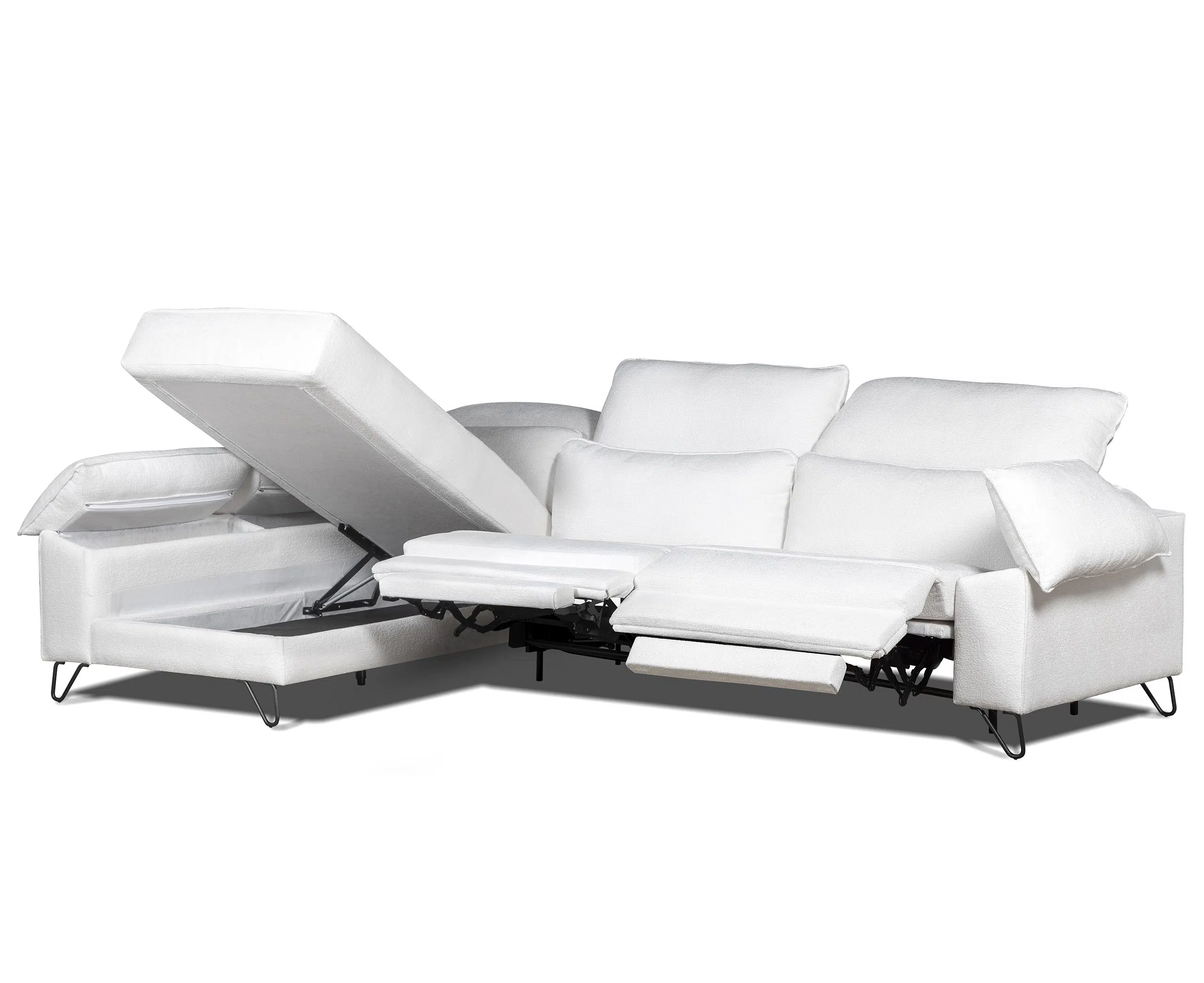 Colțar Mara –2 locuri  relax electric + șezlong cu ladă [3]