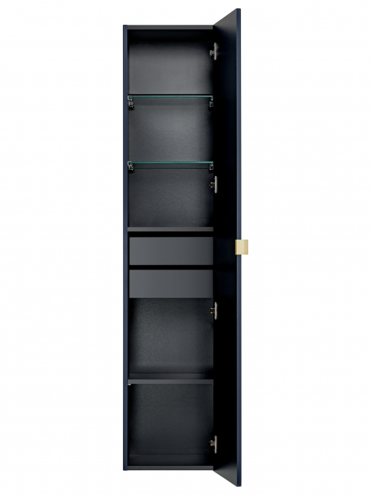 Dulap baie inalt bleumarin MDF Santander Deep Blue 35x160 cm cu maner auriu. [3]