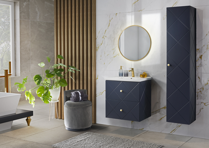 MASCA BAIE SUSPENDATA BLEUMARIN Elegant BLUE 60 / 90 SAU 120 CM MDF FREZAT CU MANERE AURII [2]