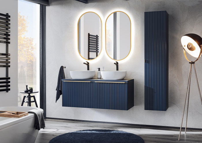 Masca baie suspendata bleumarin Santander Deep Blue 80 cm MDF frezat [18]