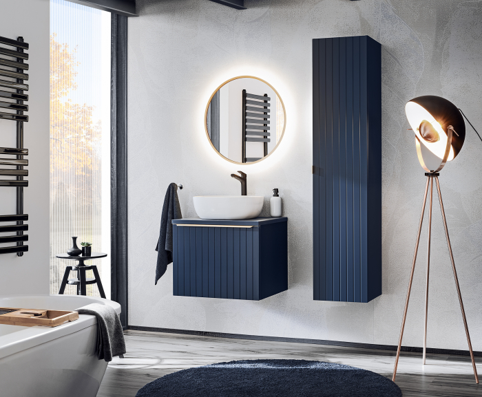 Masca baie suspendata bleumarin Santander Deep Blue 80 cm MDF frezat [15]