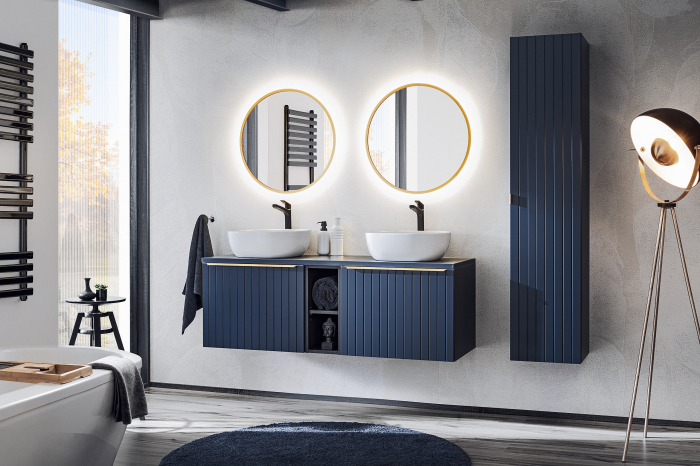 Masca baie suspendata bleumarin Santander Deep Blue 80 cm MDF frezat [17]