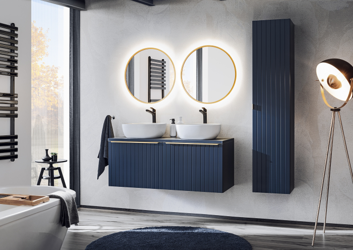 Masca baie suspendata bleumarin Santander Deep Blue 80 cm MDF frezat [19]
