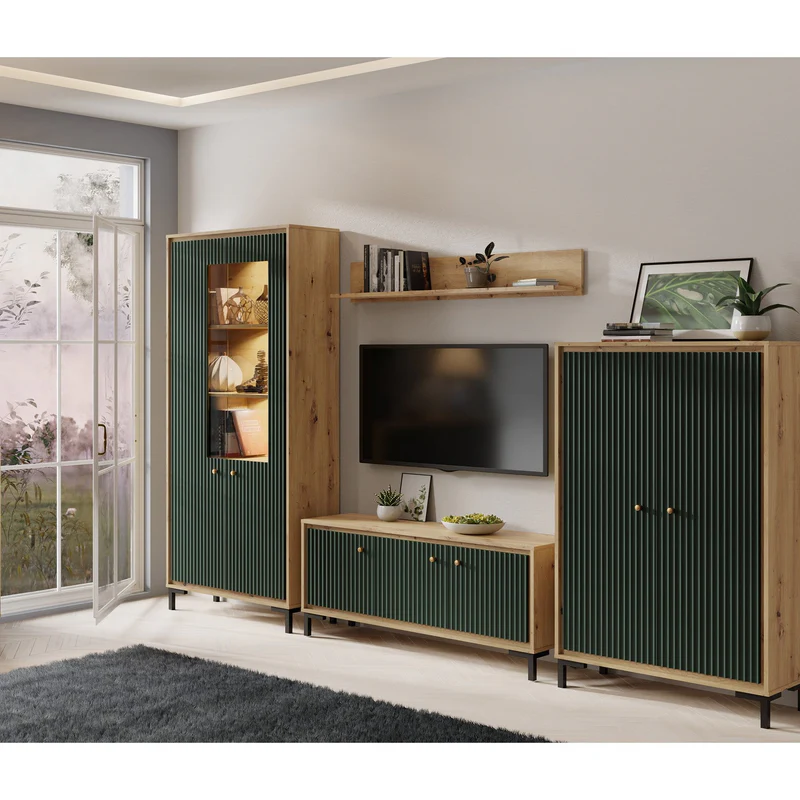 Set living PARII artisan, gri, negru, roz, verde [2]