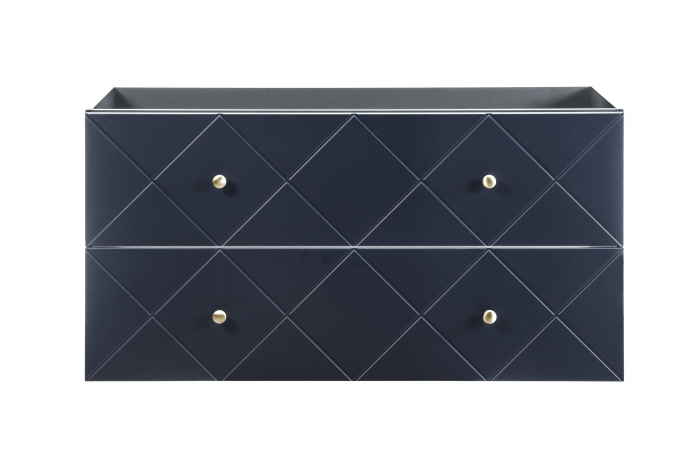 Set Mobilier Baie Suspendat Bleumarin Elegant Blue 120 cm Mdf Cu Manere Aurii, Lavoar Incastrat [2]