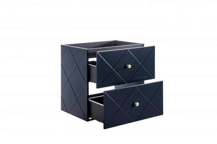 Set Mobilier Baie Suspendat Bleumarin  Elegant Blue 60 cm, Cu Fronturi din Mdf, Infoliat Frezat Si mânere aurii, Lavoar Incastrat [3]