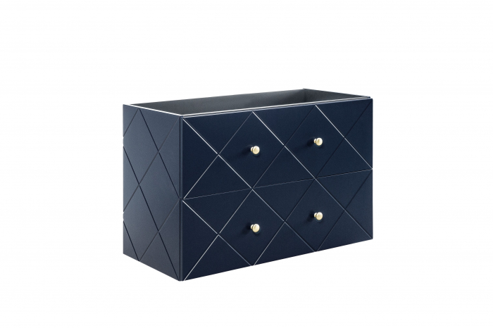 Set Mobilier Baie Suspendat Bleumarin // Elegant Blue 90 cm Mdf Cu Manere Aurii, Lavoar Incastrat [4]