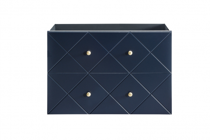 Set Mobilier Baie Suspendat Bleumarin // Elegant Blue 90 cm Mdf Cu Manere Aurii, Lavoar Incastrat [2]