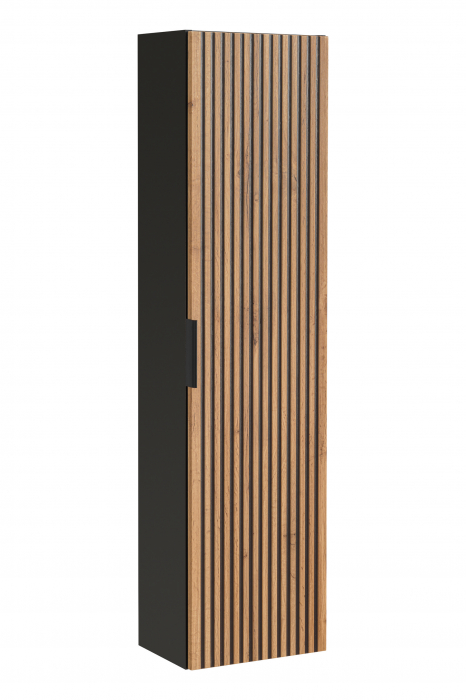 Set MOBILIER BAIE Xiy 60 CM, MDF RIFLAT, CULOARE STEJAR CU INSERTII NEGRE, LAVOAR INCASTRAT [2]