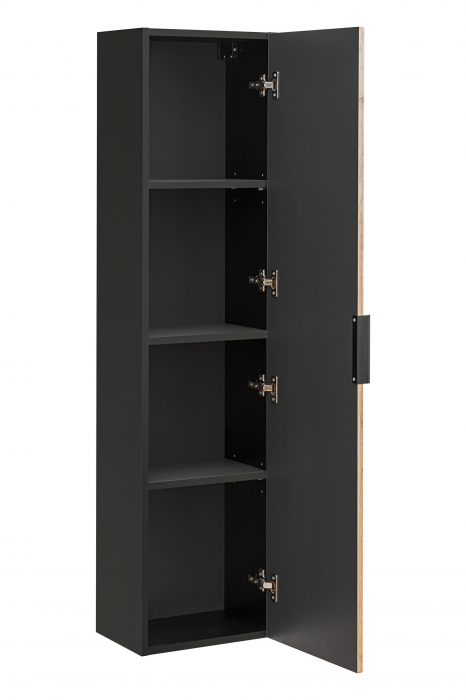 Set MOBILIER BAIE Xiy 60 CM, MDF RIFLAT, CULOARE STEJAR CU INSERTII NEGRE, LAVOAR INCASTRAT [3]