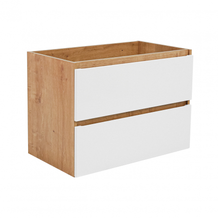 Lavoare cu Masca - Masca baie Monako white oak 80 cm, alb lucios cu stejar