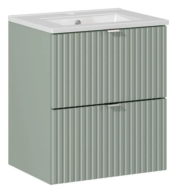 Oferte speciale - Masca cu 2 sertare si lavoar,  Line Reed Green 50 cm