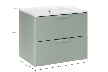 Masca cu 2 sertare si lavoar, Aster Green 60 CM [1]