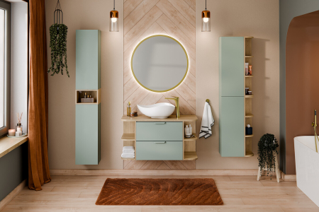 Masca cu 2 sertare si lavoar, Aster Green 60 CM [2]