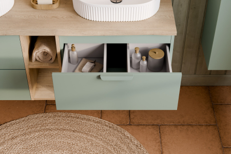 Masca cu 2 sertare si lavoar, Aster Green 60 CM [4]