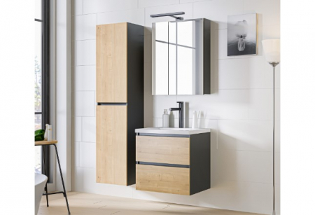 Masca lavoar suspendata Monako grey oak 80 cm, gri cu stejar [3]