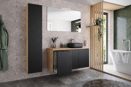 Oferte speciale - Set Baie Luxor Black 120 cm cu Cos de rufe