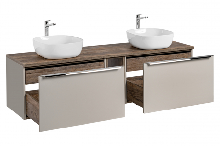 Set MOBILIER BAIE SUSPENDAT Santander TAUPE 180 CM, GRI LUT LUCIOS, EXTENSIE MASCA LAVOAR + EXTENSIE DULAP OGLINDA [6]