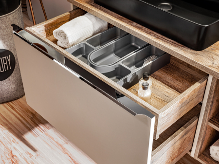 Set MOBILIER BAIE SUSPENDAT Santander TAUPE 80 CM, GRI LUT LUCIOS, CU EXTENSIE MASCA LAVOAR SI EXTENSIE DULAPIOR OGLINDA [2]