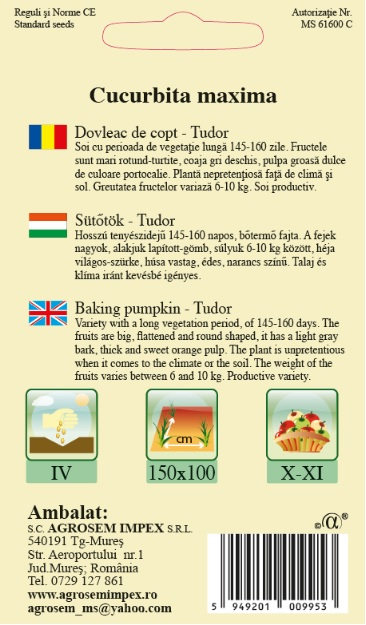 Dovleac de copt - Tudor 4 semințe [2]