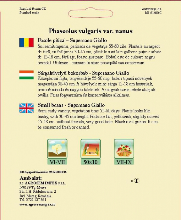 Fasole pitică galbenă lată Supernano giallo 40gr [2]