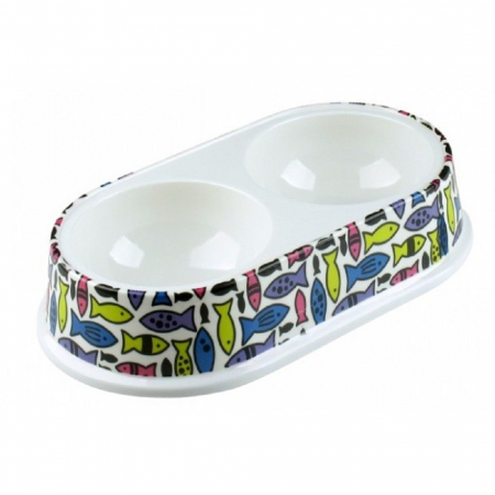Accesorii - Castron dublu melamina pentru pisicute 2x0.25 litri