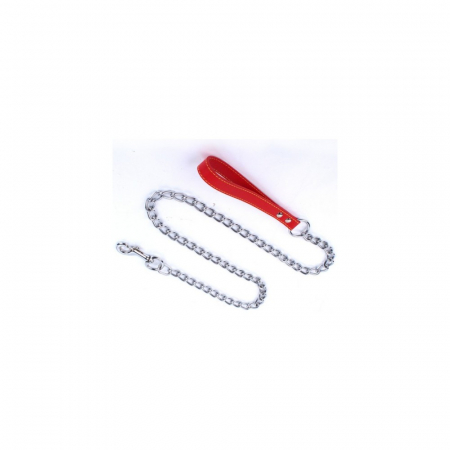 Animale de companie - Lesa lant 1,6 mm/1,2 m & maner piele rosu