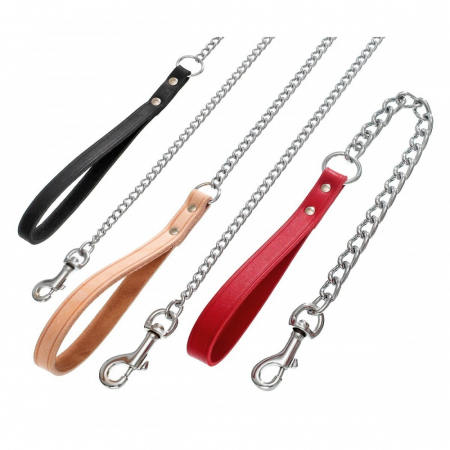 Accesorii - Lesa lant 1.2mm/1,20 m & maner piele rosu